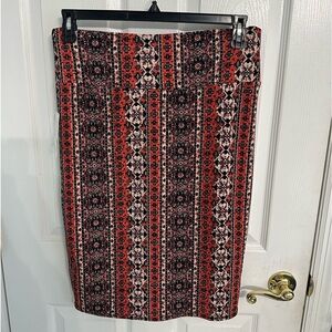 NEW•L•RED BOHO CHIC TRIBAL PENCIL SKIRT